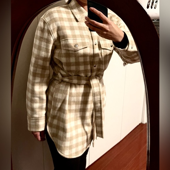 & Other Stories Oversized Plaid Wool Shacket Jacket Size 4 - Picture 3 of 9